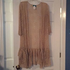 Floral Lace Ruffle Bottom Kimono